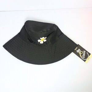 NWT GIRLS Art class UPF 50+ black daisy reversible sun hat SUN swim beach hat
